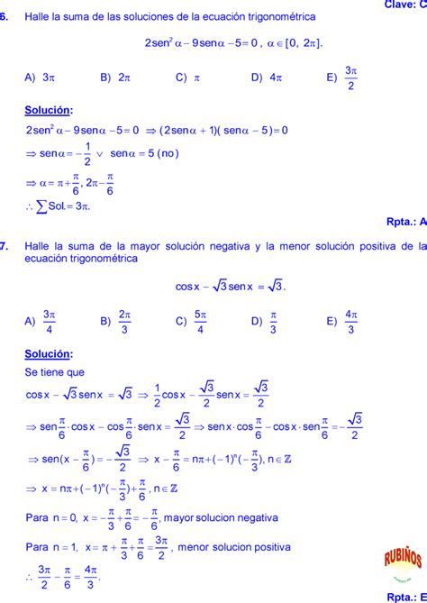 Ecuaciones TrigonomÉtricas Ejercicios Resueltos Pdf Ecuaciones Blog