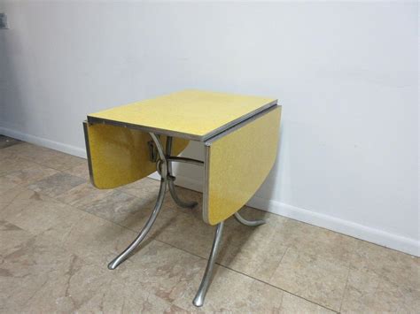 Vintage 1950s Chrome Yellow Formica Drop Leaf Chrome Dinette Dining