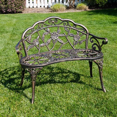 Belleze Antique Designed Rose Style Outdoor Patio Park Garden Bench