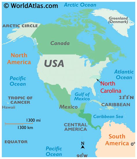 North Carolina On A Map Large World Map