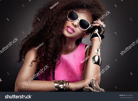 Fashion Beauty Girl Posing Sunglasses Sexy Stock Photo 293333921