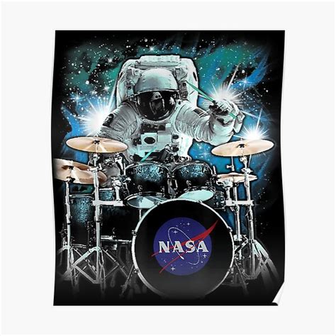 N A S A Classic Space Drum Playing Astronaut Poster By Robertsink