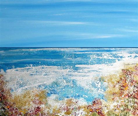 Beach Ocean Sand Painting Canvas Print Fradetfineart Ocean Artwork