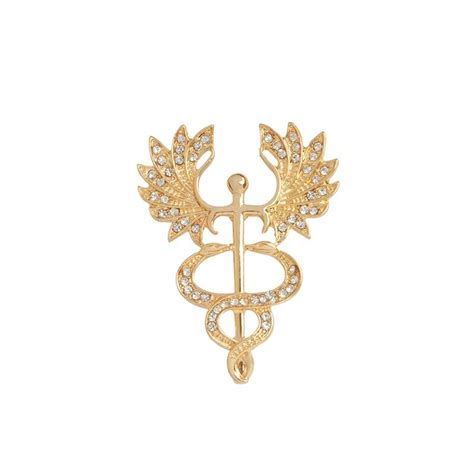 Caduceus Brooch Rn Registered Pin With Zircon Gold Silver Medical Pins