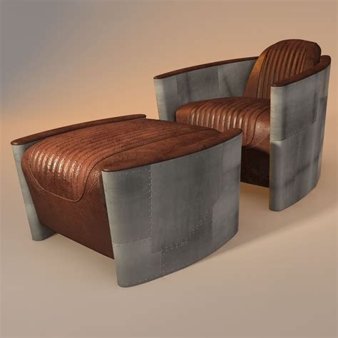 Refresh the home for less! 3D model aviator chair and ottoman | CGTrader