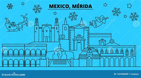Mexico Merida Winter Holidays Skyline Merry Christmas Happy New Year
