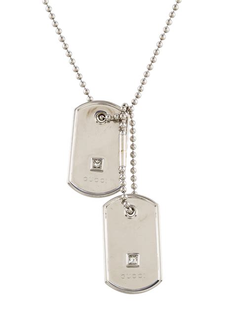 Gucci 18k Diamond Dog Tag Necklace Necklaces Guc156346 The Realreal