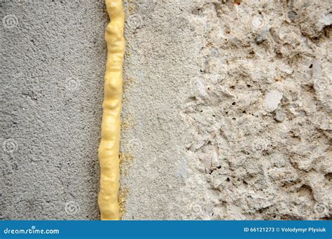 Polyurethane Foam Filled Crack In The Wall Stock Image Image Of