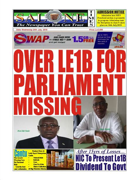What The Newspapers Say In Sierra Leone Today Sierra Leone Telegraph