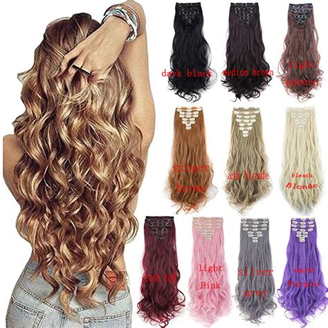 lelinta 24 curly wave clips in synthetic hair extensions hair pieces for women double weft 8