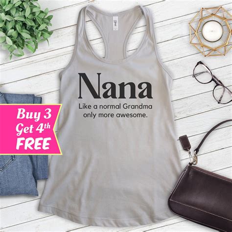 Nana Like A Grandma Only More Awesome Tank Top Ladies Racerback Nana Tank Top Grandma Tank