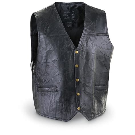 Giovanni Navarre® Mosaic Leather Vest, Black - 178741, Vests at ...
