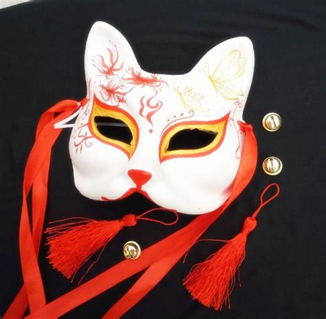 Japanese Anime Upper Half Face Hand Painted Fox Mask Cat Mask Kitsune