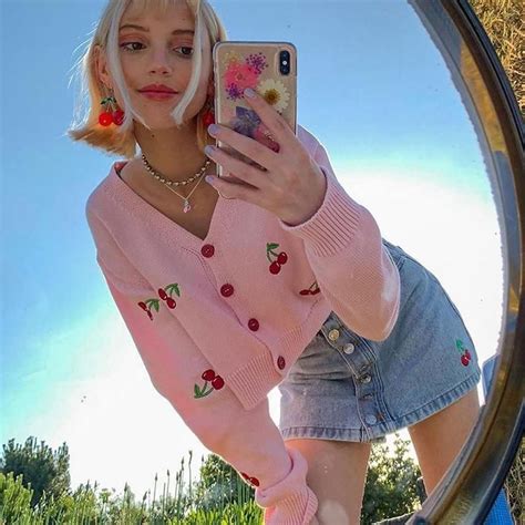 Aesthetic Cherry Crop Sweater In 2021 Soft Girl Outfits Soft Girl