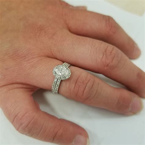 1 14 Ct Oval Halo Diamond Engagement Wedding Ring Set 14k White Gold