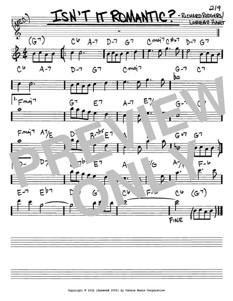 isn t it romantic sheet music rodgers and hart real book melody and chords eb instruments