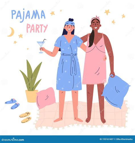 Pajama Party Vector Cartoon Illustration Stock Vector Illustration Of