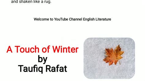 A Touch Of Winter By Taufiq Rafat Critical Summary And Line By Line