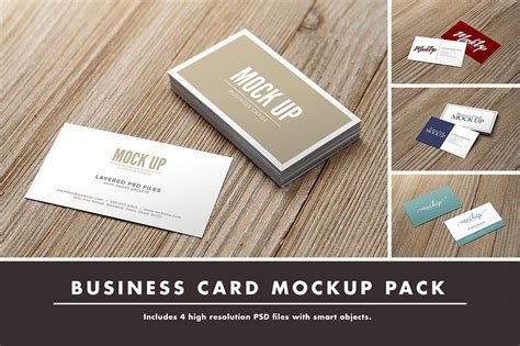 Business Card Mockup Pack On Wood By Haynie Design Co