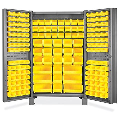 Heavy Duty Bin Storage Cabinet 48 X 24 X 78 168 Yellow Bins H 9989y