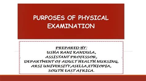 Purpose Of Physical Examination Ppt