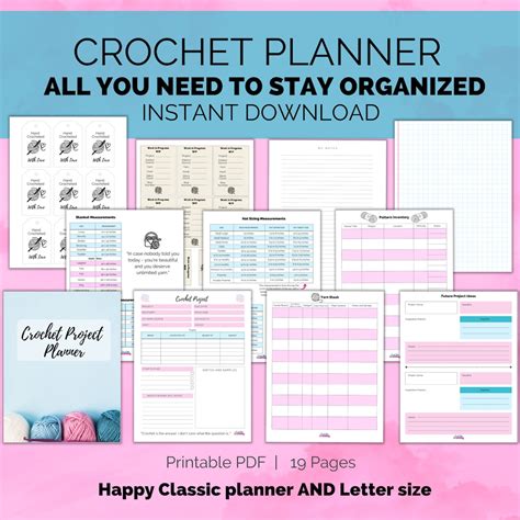 Printable Crochet Project Planner Pdf Keep Track Of Projects Yarn Patterns Ideas Includes