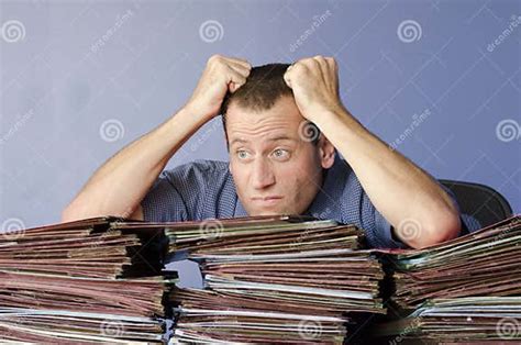 Stressed Out Man At Work Pulling His Hair Out Stock Image Image Of
