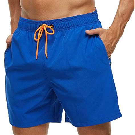 Mens Swim Trunks Quick Dry Beach Shorts With Zipper Pockets And Mesh