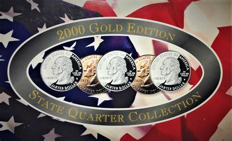 2000 24k Gold Layered Us State Quarters Set Property Room