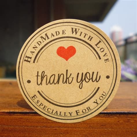 Buy 102pcs Thank You Kraft Seal Sticker With Red Heart