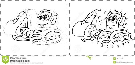 Funny Excavator Drawing With Dots And Digits Royalty Free