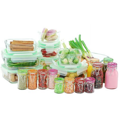 Kinetic Gogreen Glassworks 30 Piece Glass Food Storage Container Set Food Storage Organization
