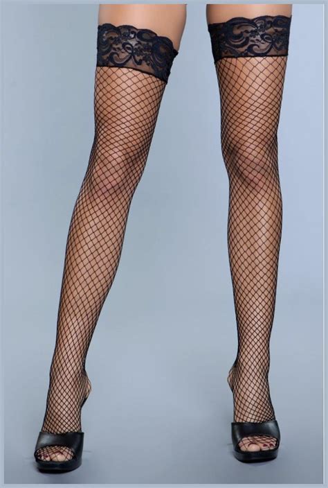 Amber Lace Top Fishnet Thigh Highs SpicyLegs Com