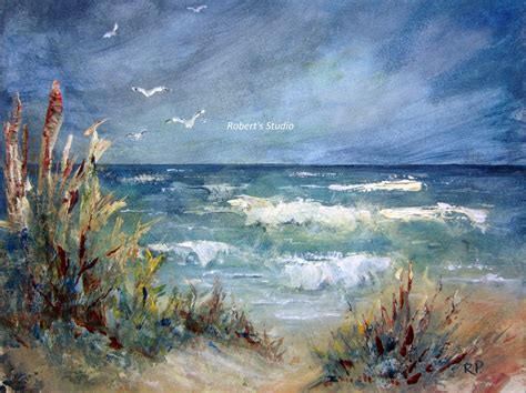 Print Of Original Beach Painting Landscape Artwork Etsy