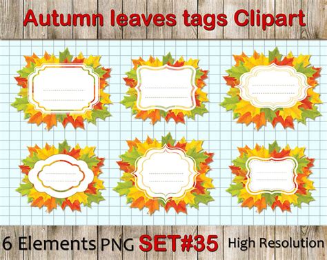 Autumn Leaves Digital Labels Fall Leaves Tags And Labels Clip Etsy