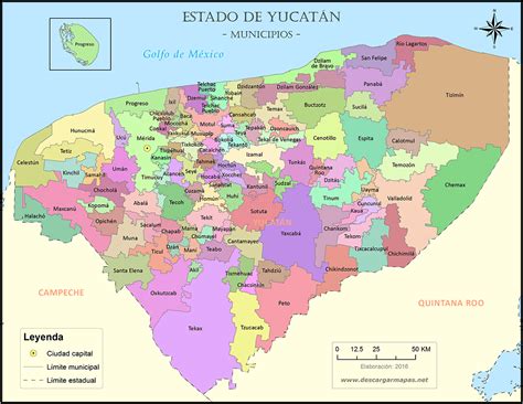 Mapa De Municipios De Yucatán Descargar Mapas