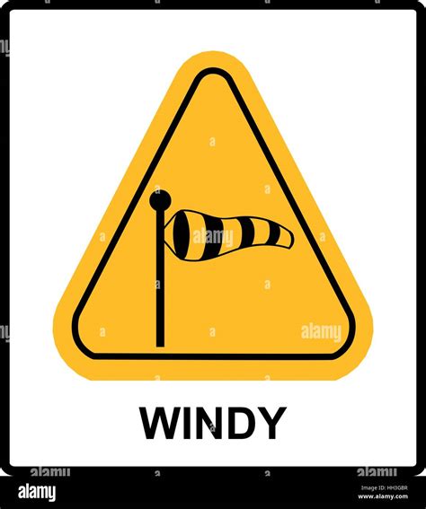 Vector Illustration Of Triangle Traffic Sign For Strong Wind Warning