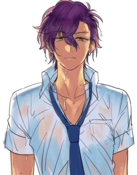 Anime Boy With Purple Hair And Purple Eyes