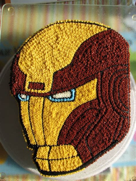 Red velvet cake decorated freehand with piping gel, icing and sugar crystals. Iron Man Cake - CakeCentral.com