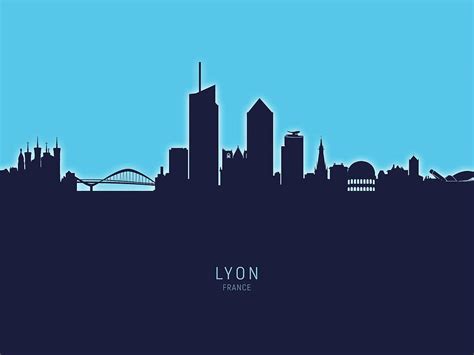 Lyon France Skyline Digital Art By Michael Tompsett Pixels