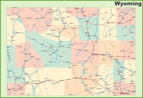 Road Map Of Wyoming With Cities Wyoming State Map Printable