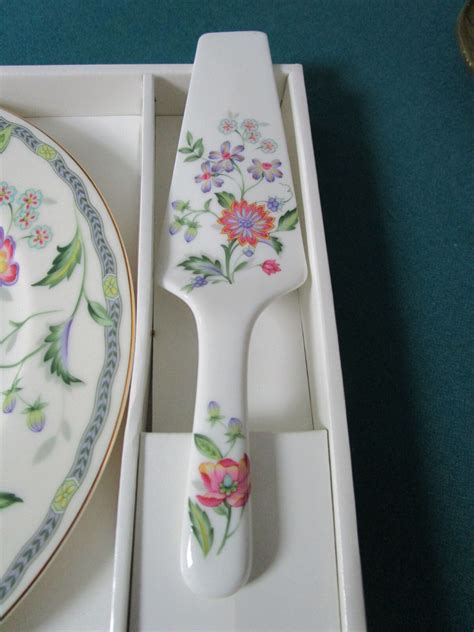 Andrea By Sadek Platter Cake Server Floral Set With Spoon 13 Ebay