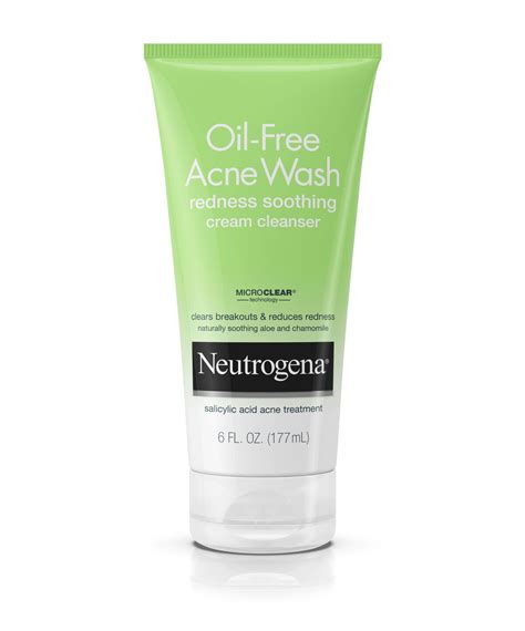 Oil Free Acne Wash Redness Soothing Cream Cleanser Neutrogena