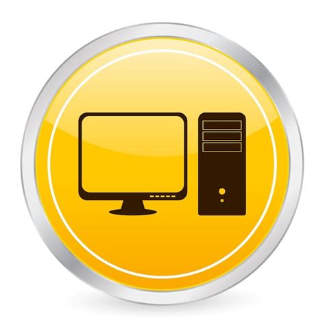 Premium Vector Computer Yellow Circle Icon