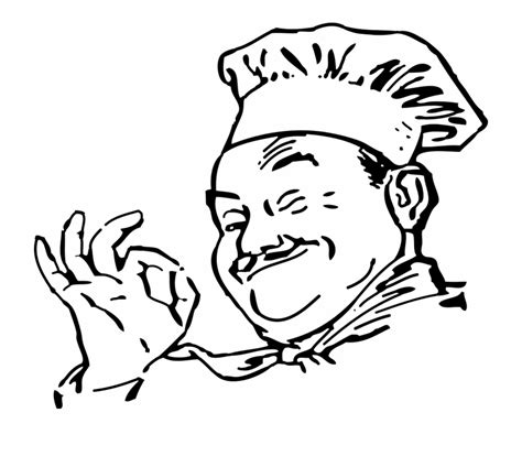 Now that the black outline is done, it is time to add some color. Library of chef black and white picture png files Clipart ...
