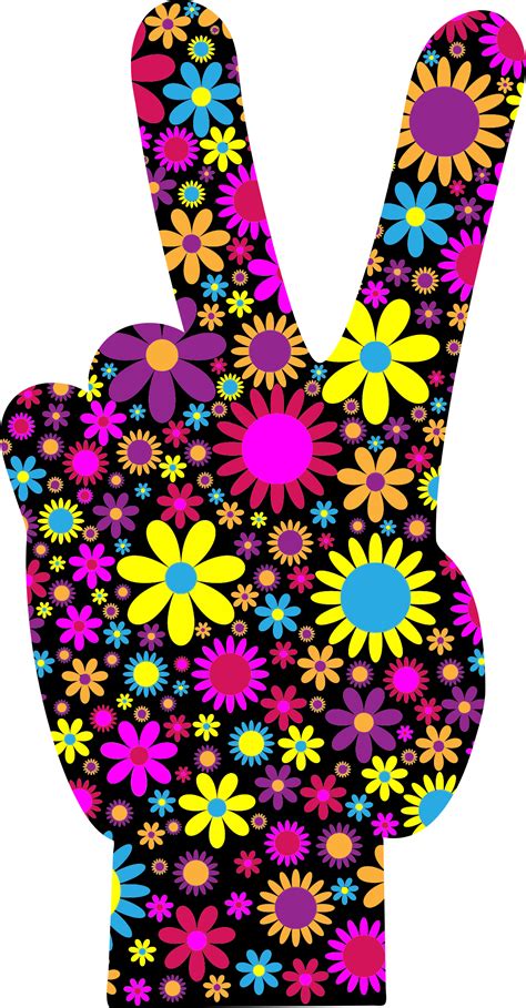 Clipart Floral Peace Hand Sign