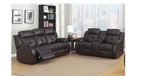 Troy Brown Faux Leather Power Reclining Sofa And Loveseat Set — Casa