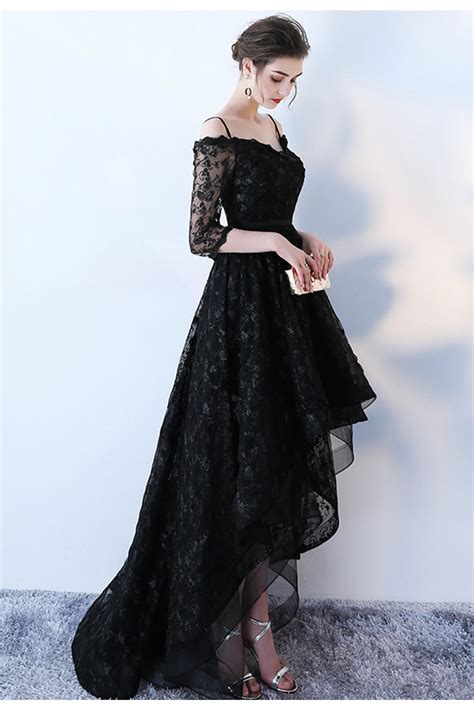 Sweetheart Cap Sleeve Glamorous Black Lace Prom Dresses