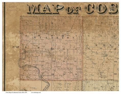 Tiverton Ohio 1850 Old Town Map Custom Print Coshocton Co Old Maps