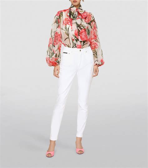 dolce and gabbana multi silk floral pussybow blouse harrods uk